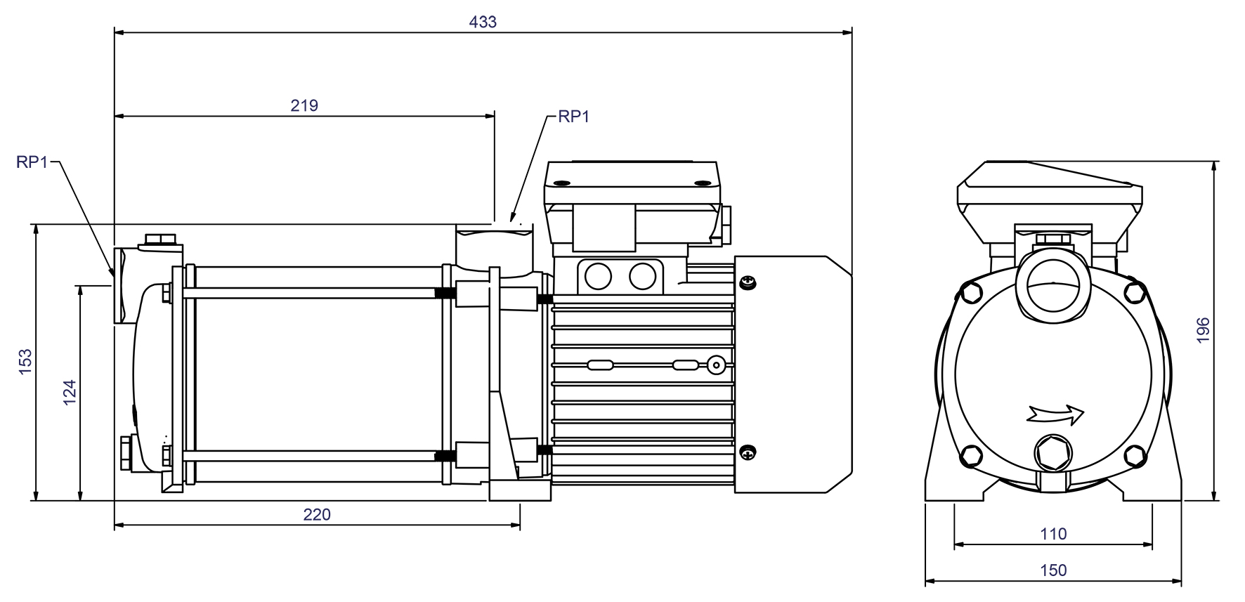 Abmessungen Gartenpumpe CPS 15-5gg