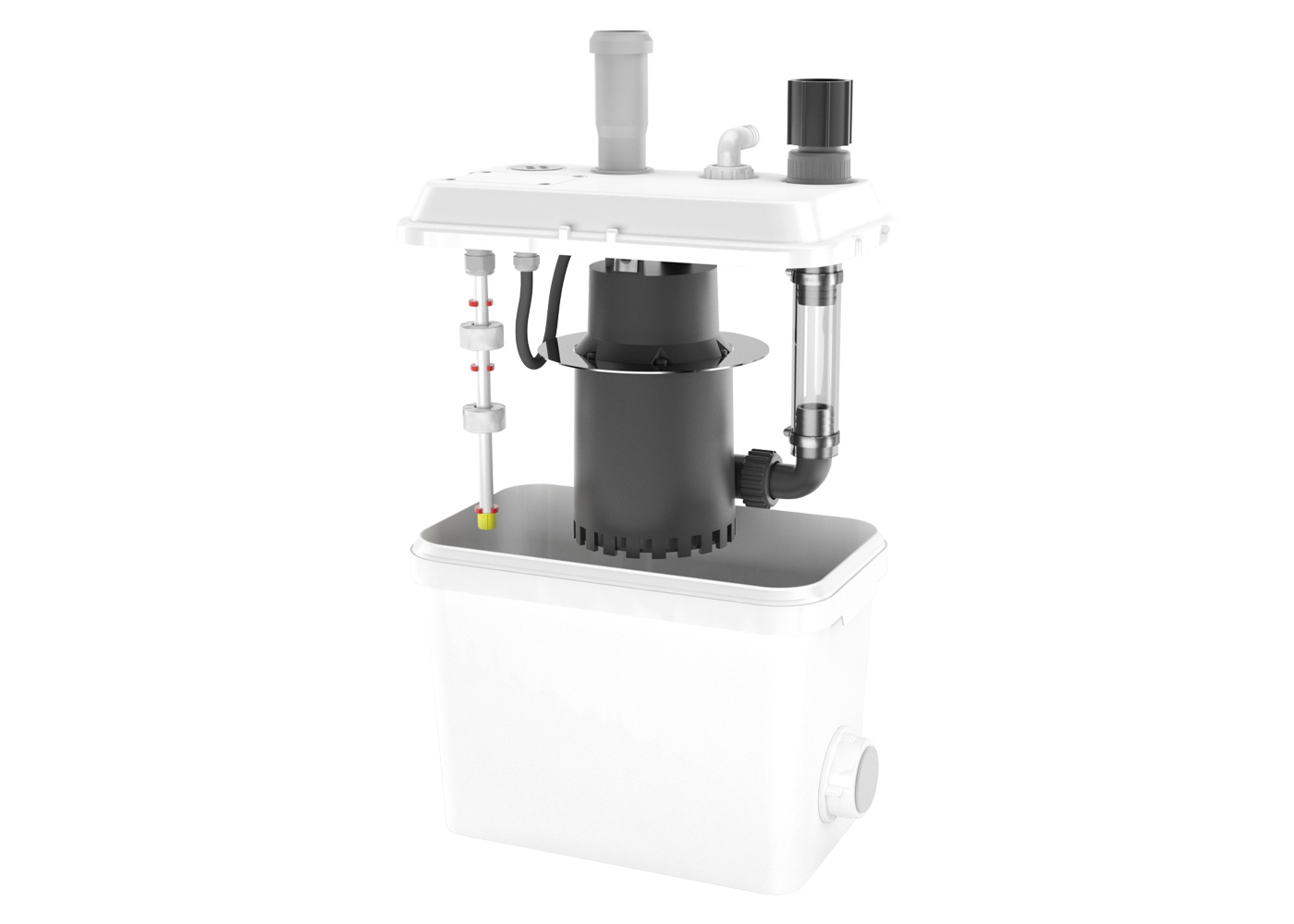 Hebeanlage für Schmutzwasser SWH 100 mit geöffnetem Deckel