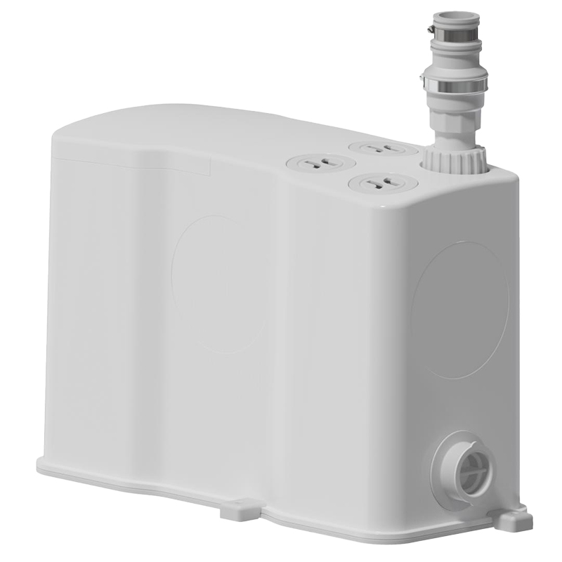 Produktbild der Grauwasserhebeanlage VersaLift von Zehnder Pumpen. Kompakte Anlage zur Förderung von Grauwasser aus Duschen, Waschbecken oder Waschmaschinen mit robustem Kunststoffgehäuse und mehreren Anschlussmöglichkeiten