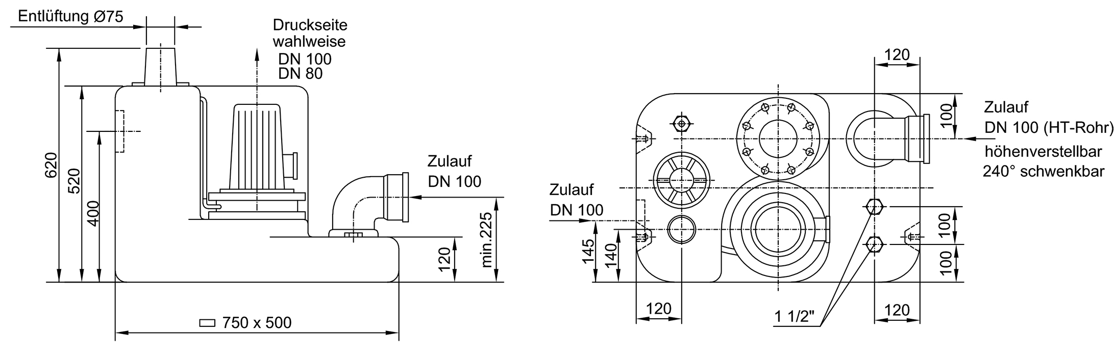 Abmessungen Abwasserhebeanlage Boy Einzel