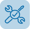Einfache Installation Icon mit einem Schraubendreher und einem Maulschüssel zur Darstellung einer einfachen Installation