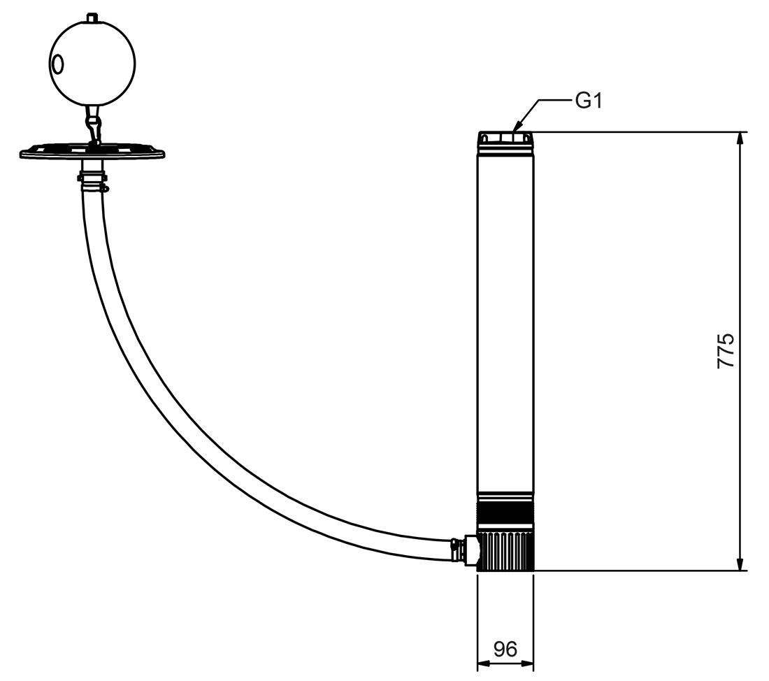 Abmessungen Tiefbrunnenpumpe Aquastream 50 SE