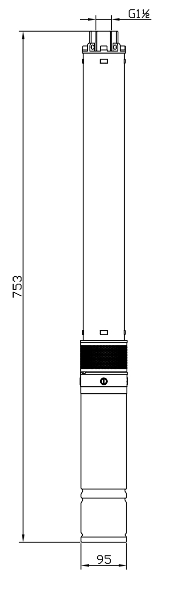Abmessung Tiefbrunnenpumpe Wellworker 9-100