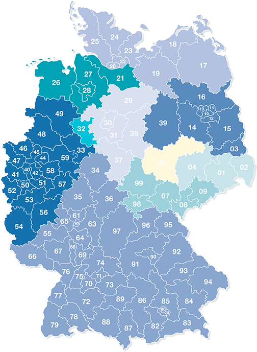 Karte der Vertriebsgebiete von Zehnder Pumpen