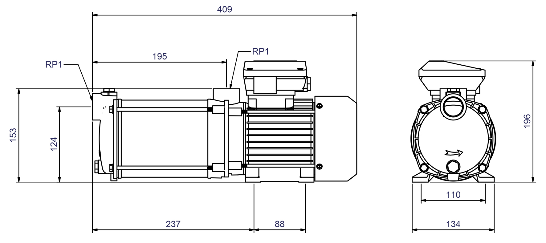 Abmessungen Gartenpumpe CPS 15-4b