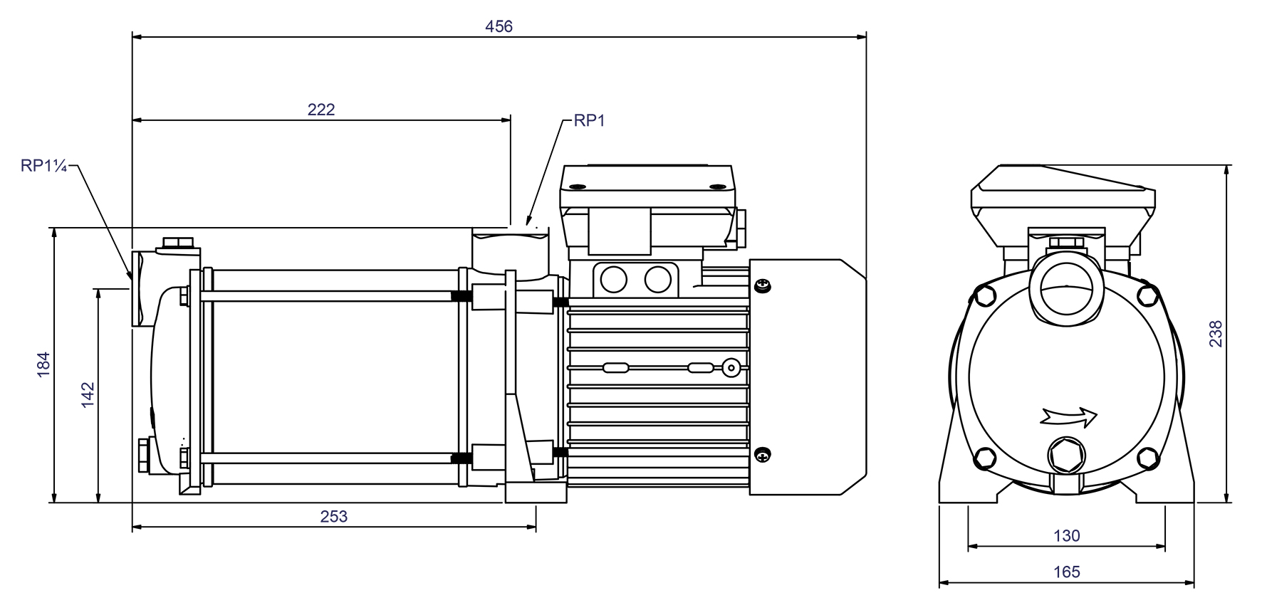 Abmessungen Gartenpumpe CPS 25-5gg