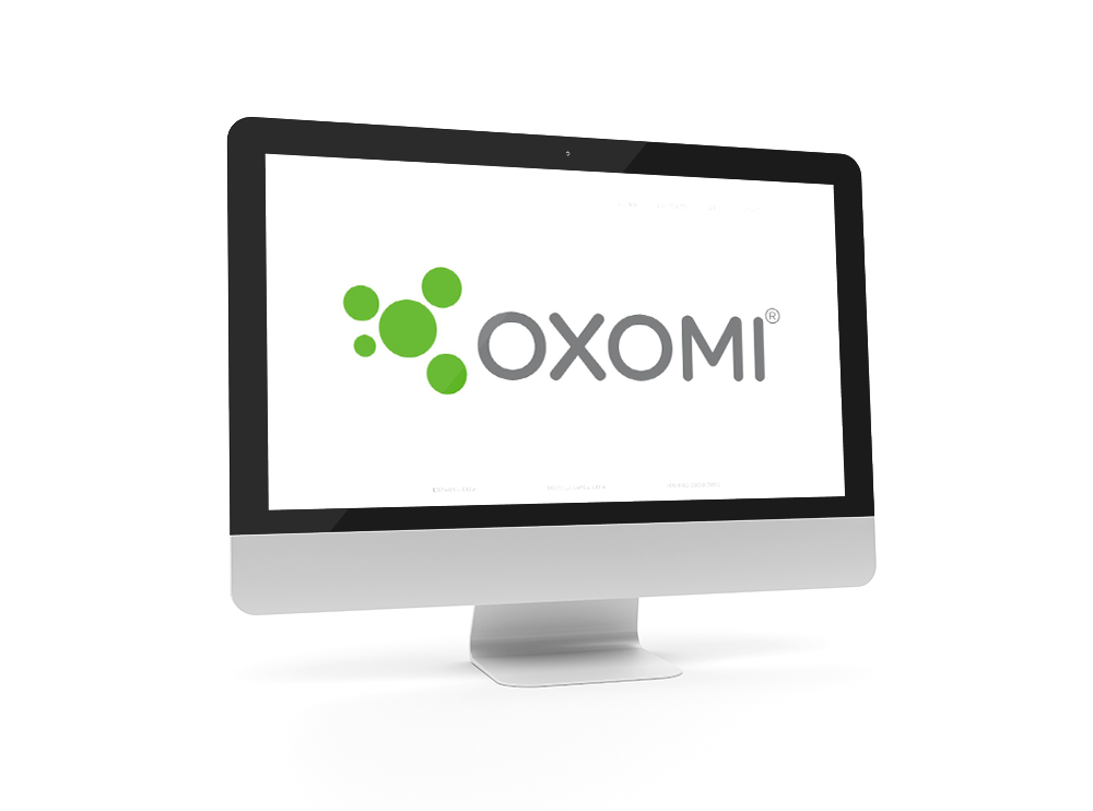 Bildschirm mit Oxomi-Logo